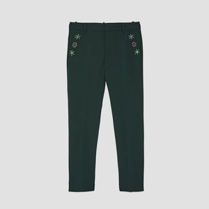 Zara CHINO TROUSERS WITH APPLIQUÉS-green-7149/260